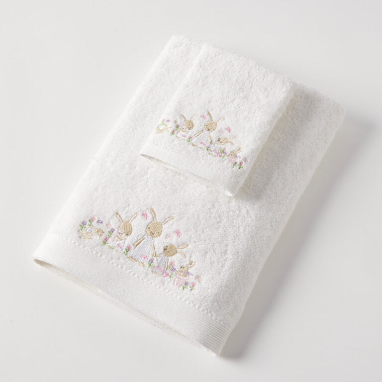 PILBEAM Jiggle & Giggle Bunny Garden Hand Towel & Face Washer