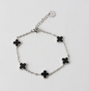 Clover Multi Bracelet Silver/Black