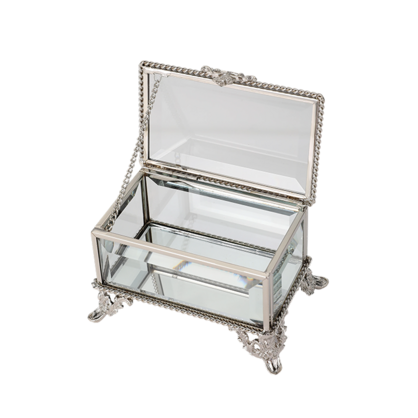 Glass Jewellery Box Silver