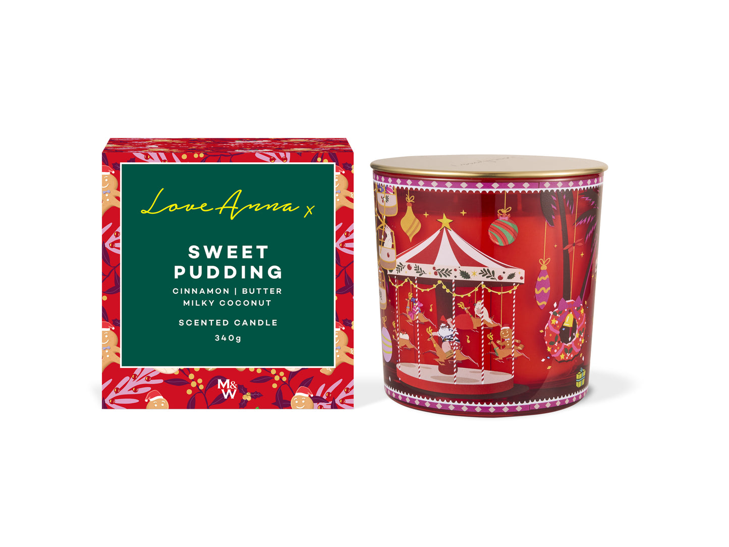 LOVE ANNA X Festive Down Under Candle 340gm - Sweet Pudding
