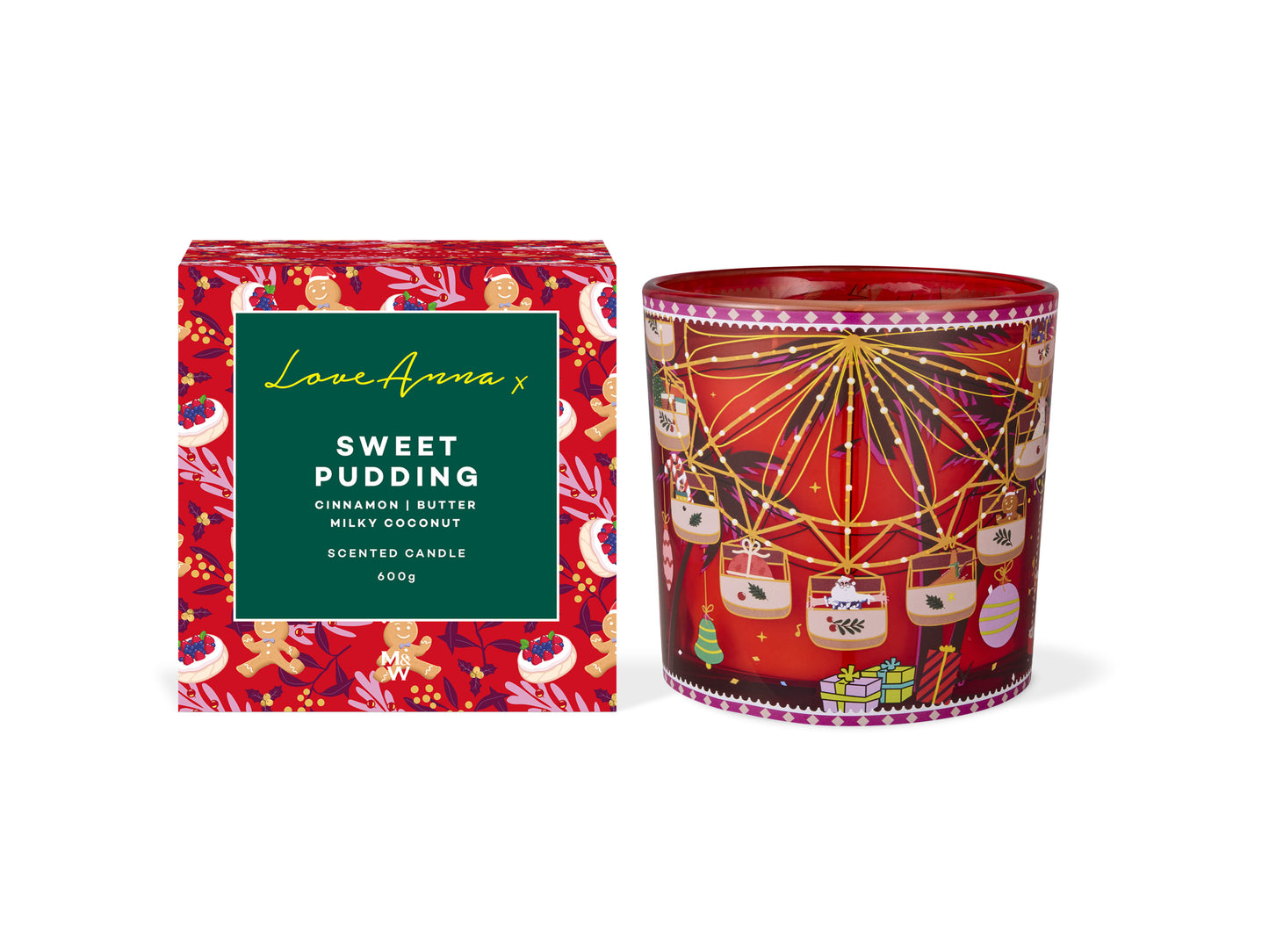 LOVE ANNA X Festive Down Under Candle 600gm - Sweet Pudding