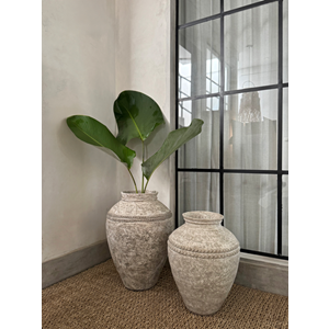 LOMBOK URN BEADED RUSTIC