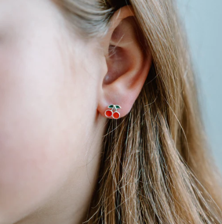 Silver Linings Enamel Studs - CHERRY