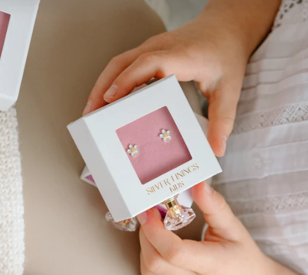 Silver Linings Enamel Studs - WHITE DAISY