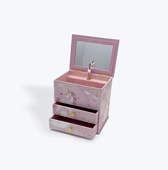 Unicorn Two Draw Musical Jewellery Box