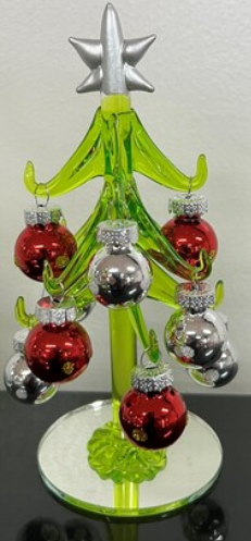 Glass Tree with Red/Silver Balls