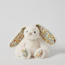 JIGGLE & GIGGLE Floral White Bunny Rattle