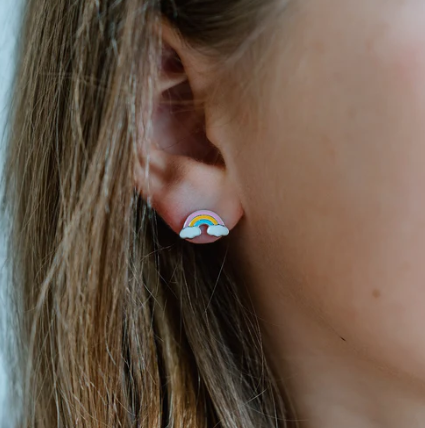 Silver Linings Enamel Studs - RAINBOW