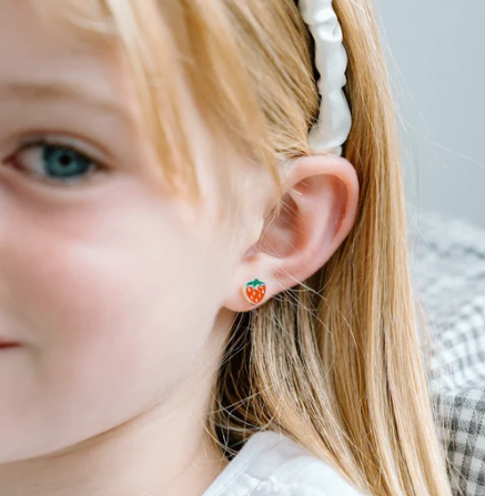 Silver Linings Enamel Studs - STRAWBERRY