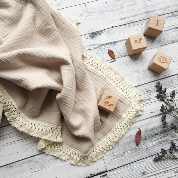 OTD Muslin Blanket with Tassel Trim
