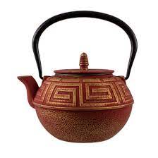 CAST IRON TEA POT - Majestic Red/Gold