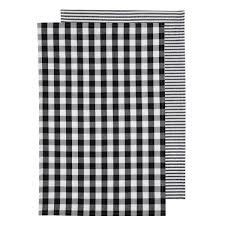 Eco Gingham Black 2pk Kitchen Tea Towel