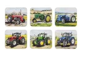 Tractors Then/Now Assorted Coasters