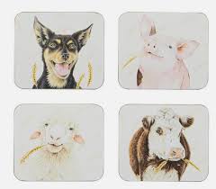 Farmyard Faces 4pk Coasters