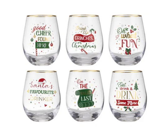 Festive Fun Stemless Wine Glass