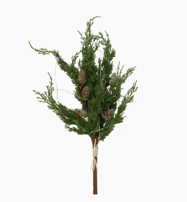 Cedar & Pinecone Branch with Lights