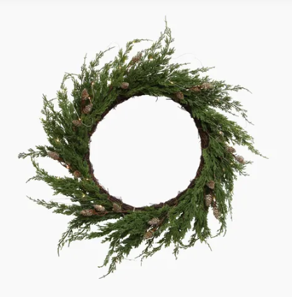 Cedar & Pinecone Wreath with Lights