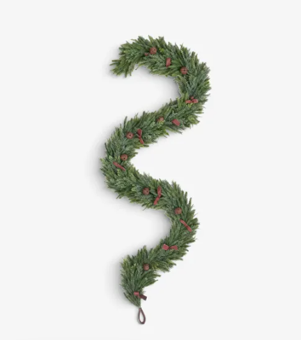 Mixed Pine Garland with Bows & Bells