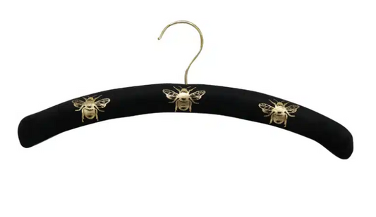 Bee Velvet Coat Hanger - Black