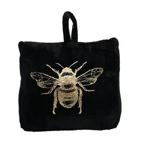 Bee Velvet Door Stop - Black
