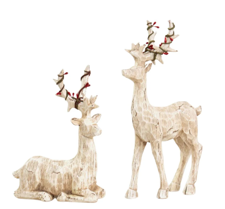 Scandi Deer with Red Beads Lying