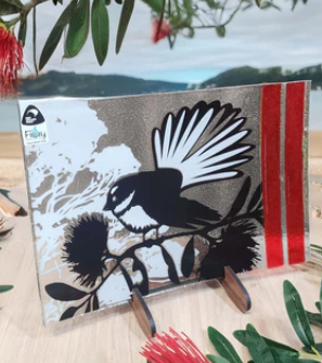 Glass Platter - FANTAIL/POHUTUKAWA