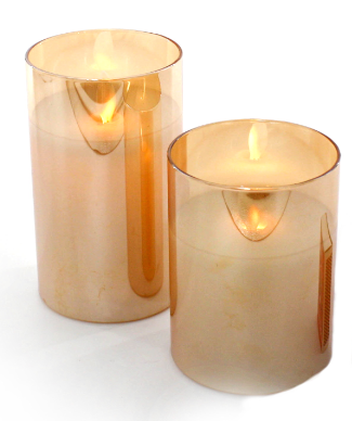 Glass Moving Wick Candle-GOLD