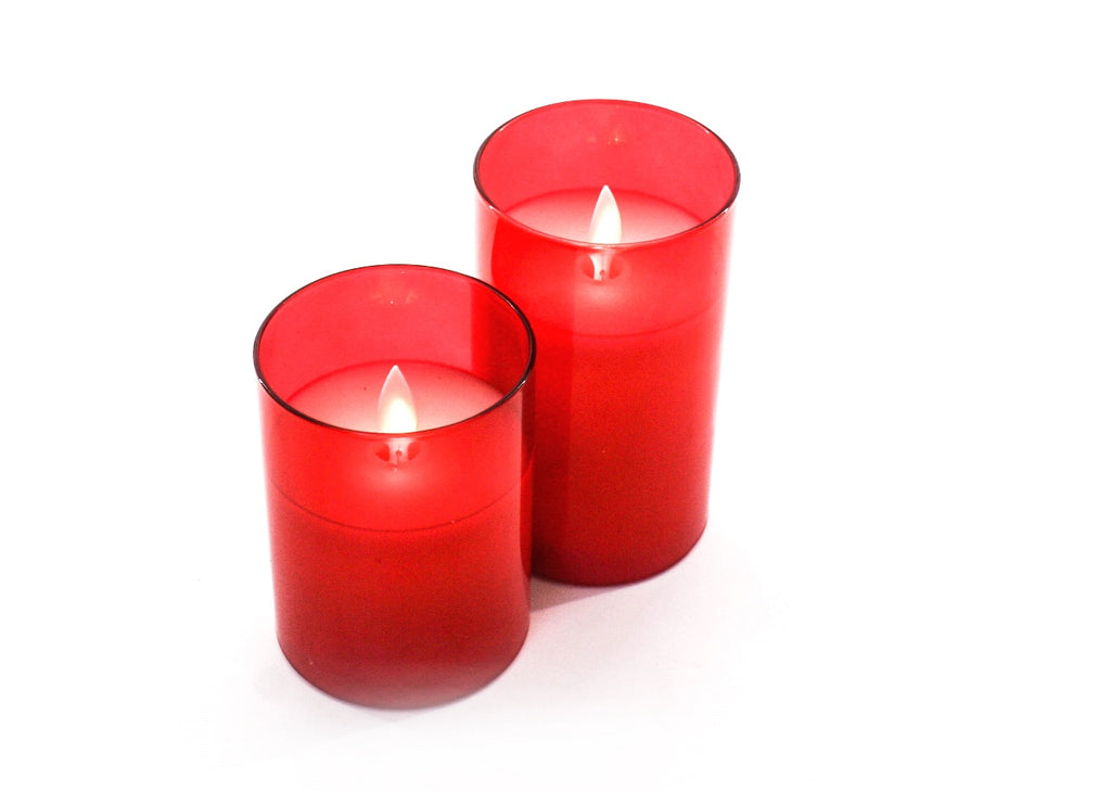 Glass Moving Wick Candle-RED