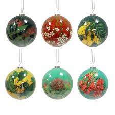 Box of Six Flora Christmas Baubles