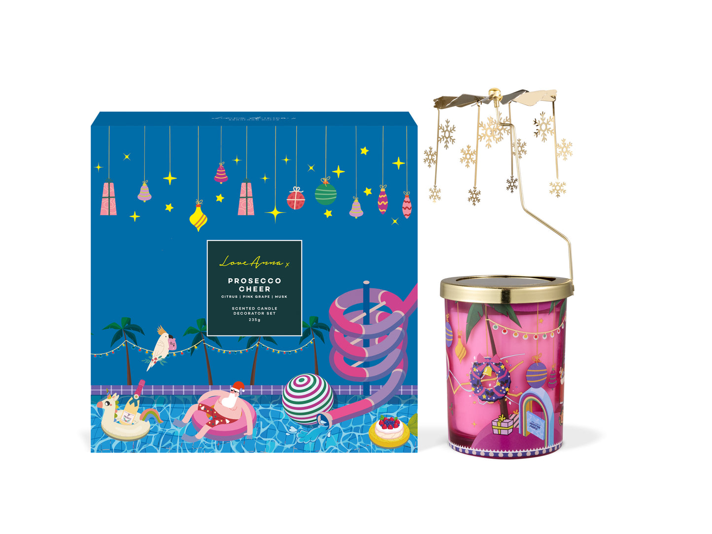 LOVE ANNA X Festive Down Under Candle Decor Set - Prosecco