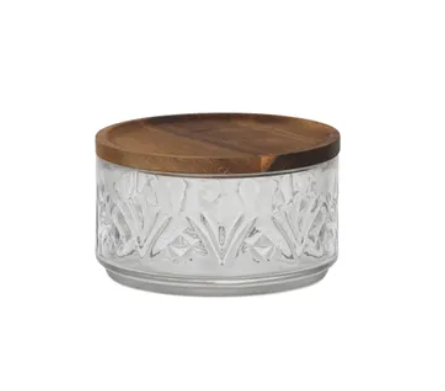 Aleah Glass/Wood Bowl with Lid