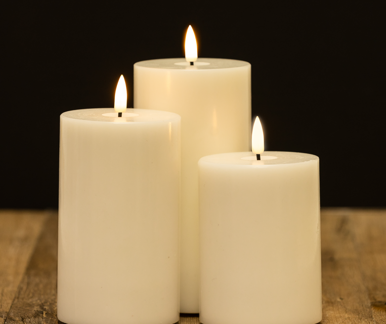 Stellar Nordic Ivory Pillar LED Indoor Candle