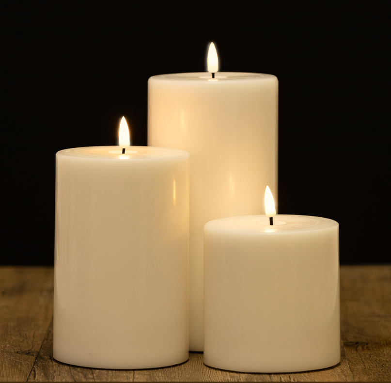 Stellar Nordic White Pillar LED Indoor Candle