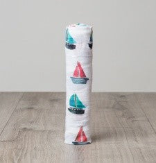 Lulujo Classic Muslin Swaddle - Sailboat