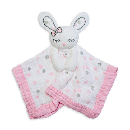 Lulujo Pink Bunny Muslin Lovie