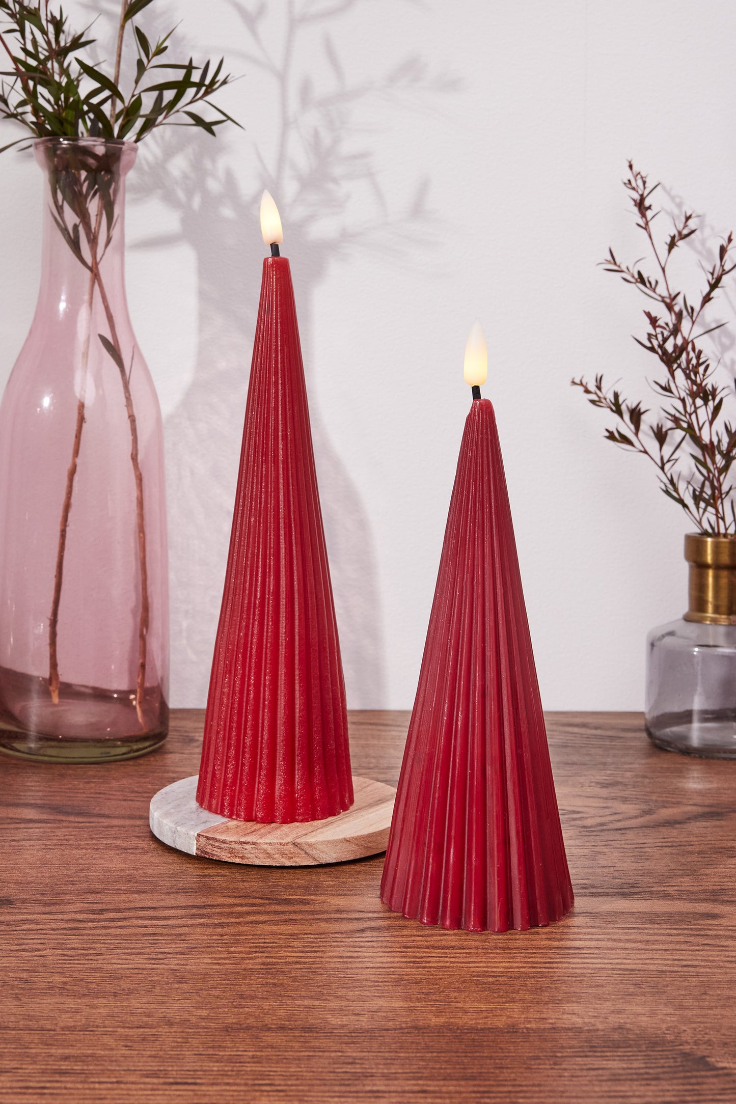 Let's Get Lit - Linea LED Cone Candle Cherry