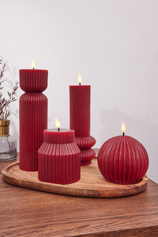Let's Get Lit - Linea LED Sculptural Cylinder Candle Cherry