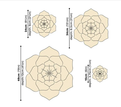 LOVI 3D Wooden Flower 34cm