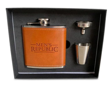 Men's Republic Hip Flask Set - Brown