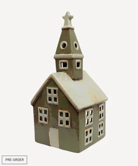 Alsace Tea Light Church Olive Green