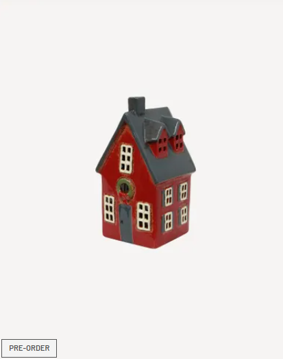 Alsace Tea Light Cottage Red with Wreath