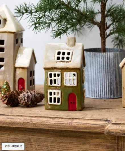 Christmas Tea Light Alsace House Green