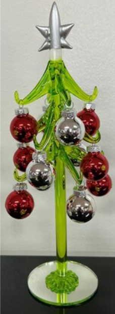 Glass Tree with Red/Silver Balls