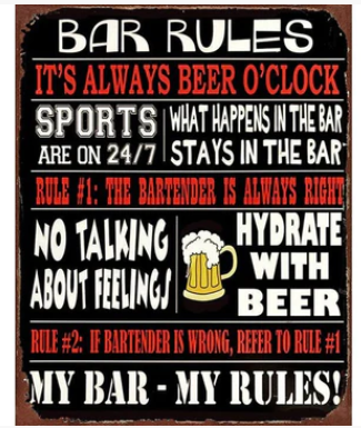 Retro Sign - Bar Rules