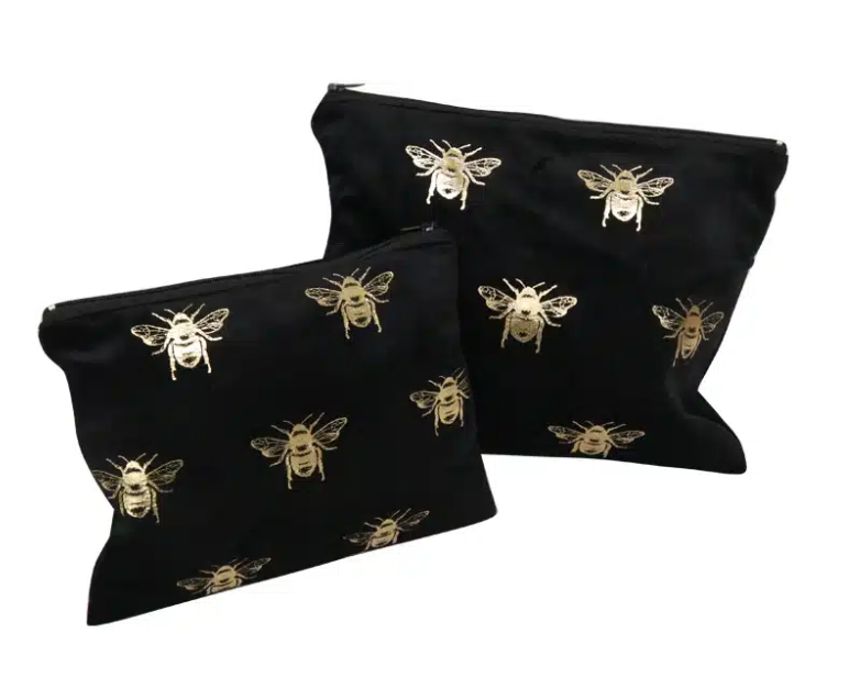 Velvet Bee Toilet Bag - Black
