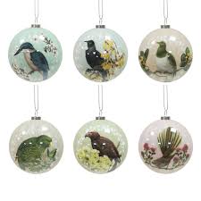 Box of Six Native Bird Christmas Baubles