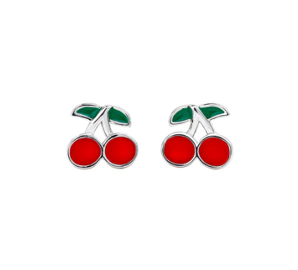 Silver Linings Enamel Studs - CHERRY