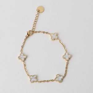 Clover Multi Bracelet - Glod/White