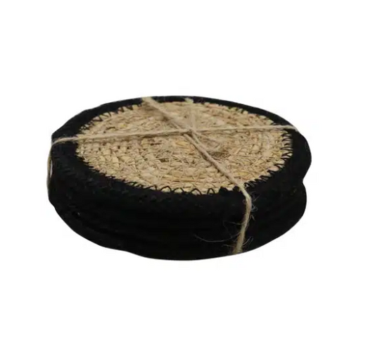 Seagrass Coasters - Black Rim