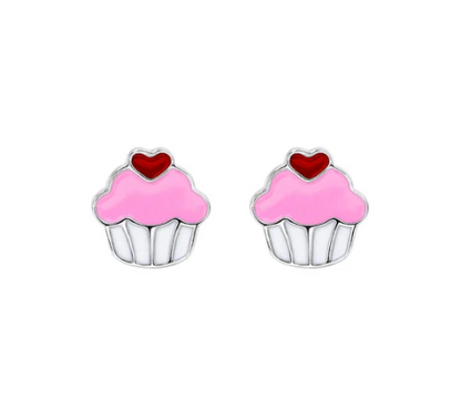 Silver Linings Enamel Studs - CUPCAKE